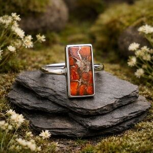 Red Copper Turquoise Ring